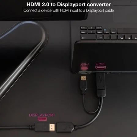 Nanocable Conversor HDMI 2.0 a DisplayPort V1.2 Negro 20 cm